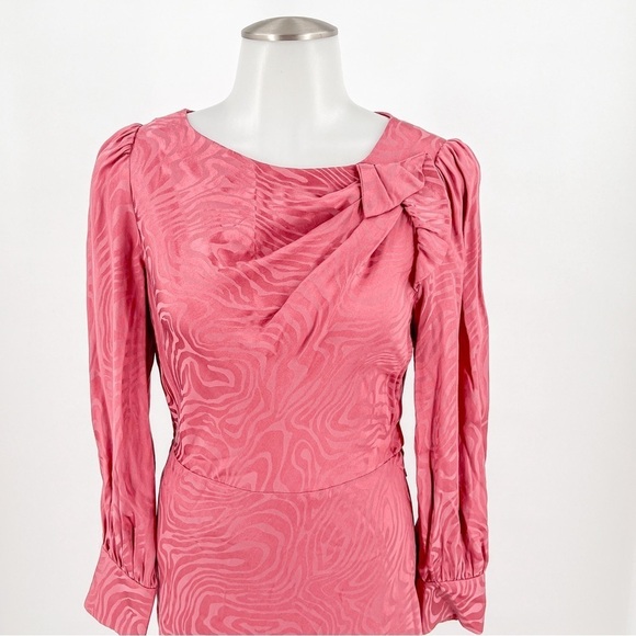 NWT Rebecca Taylor Pink Silk Long Sleeve Printed Dress - Picture 6 of 13